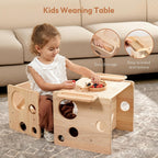 Montessori Weaning Table and Chair Set, Adjustable Toddler Furniture to 1-3 | Solid Wood Material, Multi-Scene Use, Ideal for Learning, Eating and Drawing, Safe Activity Furniture for Baby Boys and Girls