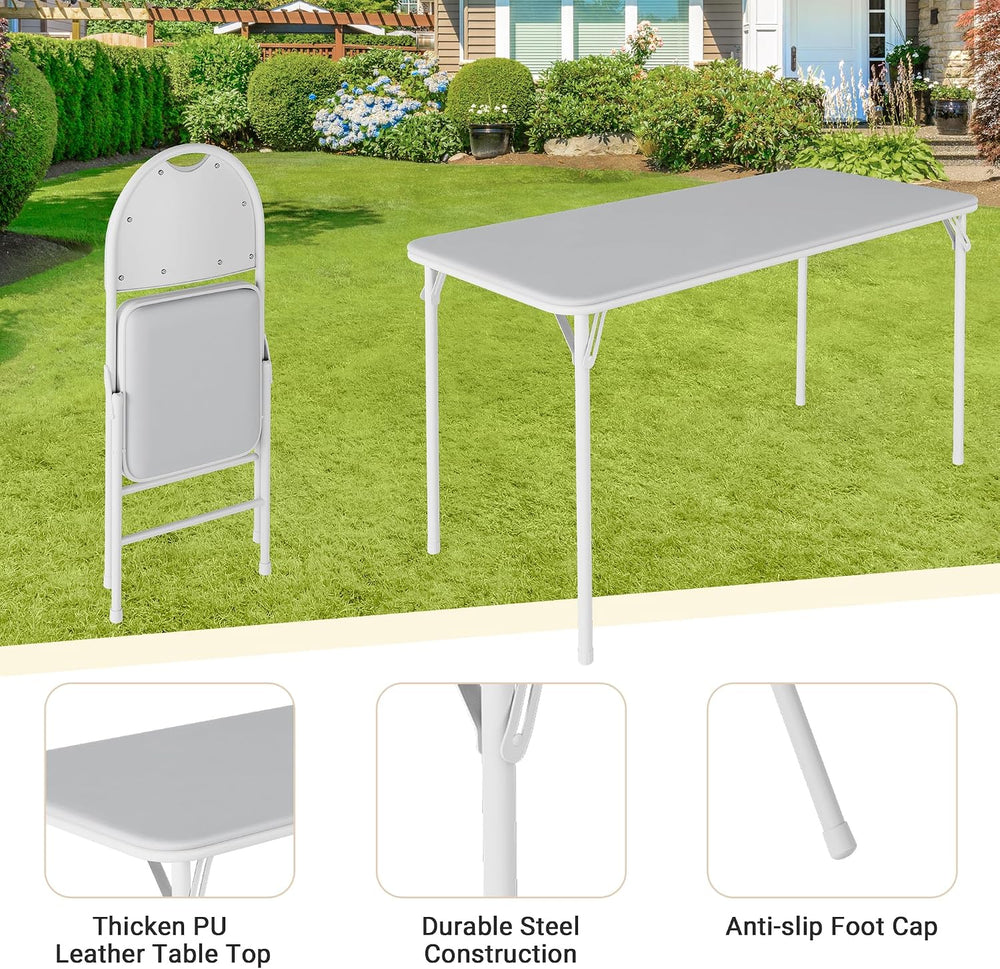 coucheta 5-Piece Rectangle Folding Table and Chairs Set, Foldable Portable Ca...
