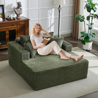 54.3"W Oversized Chaise Lounge Chair Indoor, Boneless Corduroy Sleeper Sofa Bed with 4 Pillows, Armrests, Comfy Fluffy Reading Couch, No Assembly Required Cloud Sofa for Living Room, Bedroom, Office