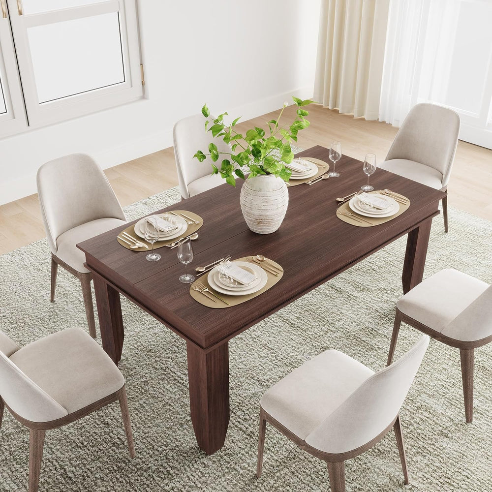GarveeHome Farmhouse Dining Table for 4-6 People, 63 in Long Kitchen Tables w...