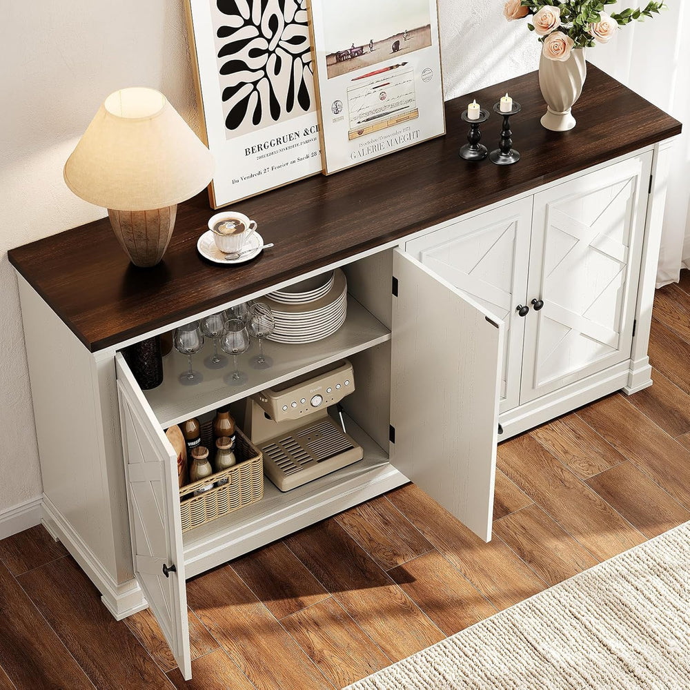 ONBRILL 63 Inches Buffet Cabinet with Storage, Large Sideboard Cabinet with 4...