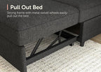 HONBAY Sectional Couch with Pull Out Bed, Sectional Sleeper Sofa with Storage, U Shape Couches for Living Room, Dark Grey