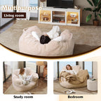 WLIVE 43'' Giant Bean Bag Chair, Bean Bag Sofa with Armrests for Adults, Bean Bag Couch with High-Density Memory Foam for Livingroom, Bedroom, Beige