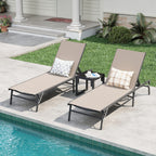 Amopatio Outdoor Lounge Chairs Poolside Chaise Lounge for Patio Set of 2 | with Side Table Foldable Stackble Fully Assembled Weather Resistant 5-Position Adjustable Backrest 400LBS Capacity