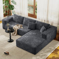 Boneless Sectional Couch for Living Room, Modular Sectional Sofa | 107" Modern L Shaped Could Couch Deep Seat Corduroy Floor Sofa, No Assembly Required, (Grey,107" L-shaped Right)