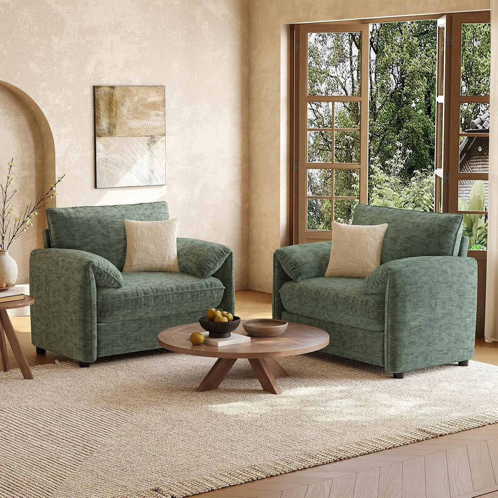 ONBRILL Oversized Accent Chair, 41 Inch Chenille Fabric Armchair, Green