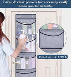 Hanging Shelves Over the Door Organizer Storage for Closet with 5 Pockets Organizer for Bedroom Bathroom, 2 Pack（Grey）