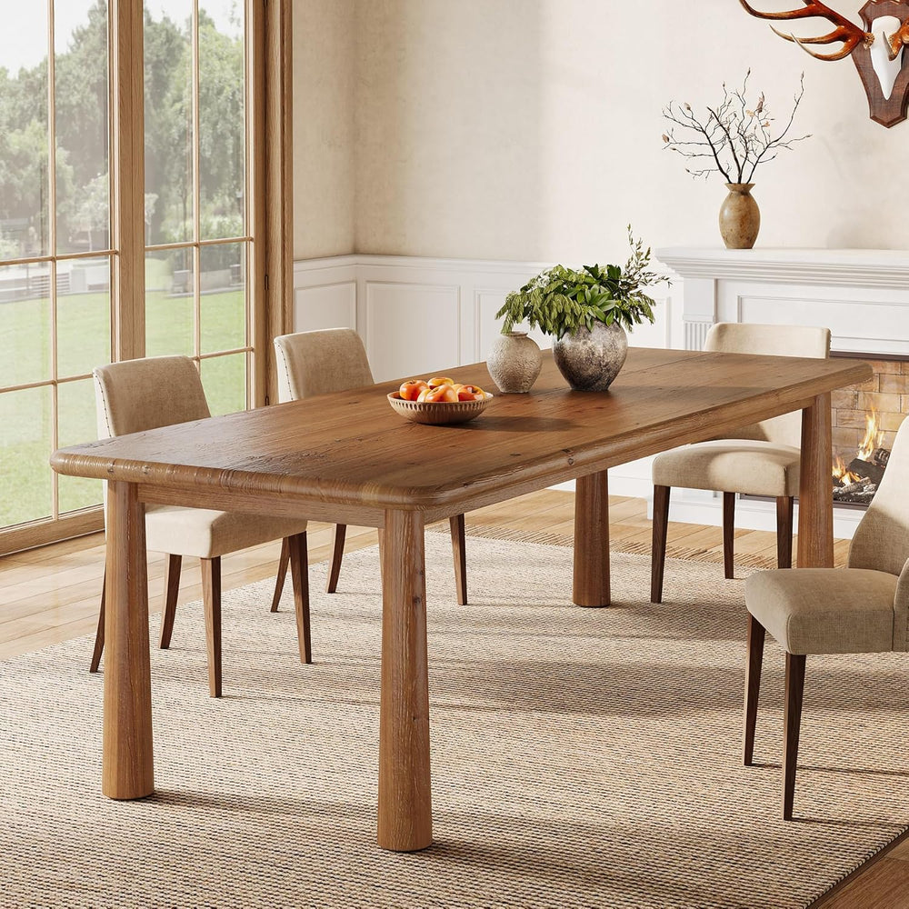 63-Inch Solid Wood Dining Table, Farmhouse Kitchen Table for 4 to 6, Rectangu...