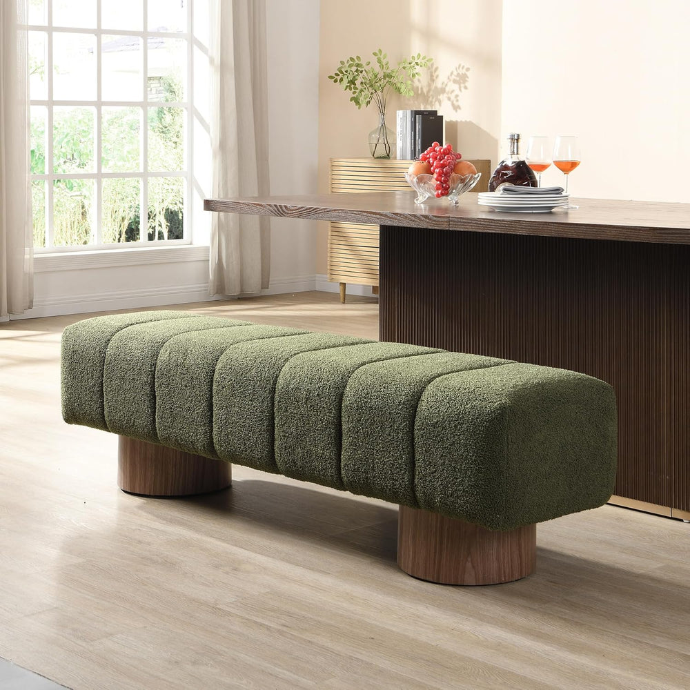 Christopher Knight Home Manila 64" Boucle Dining Bench, Upholstered Otto...