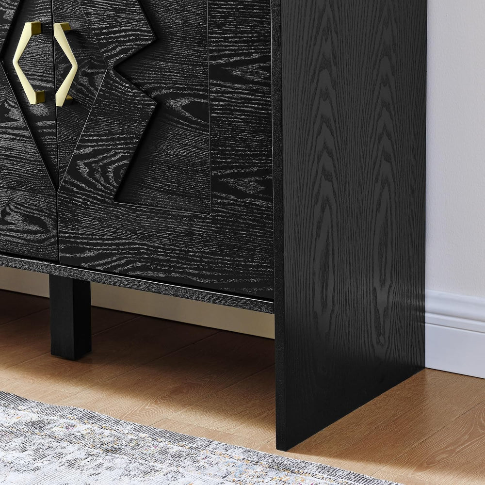 LKTART 60" Black Sideboard Buffet Cabinet,Modern Accent Credenza Storage...