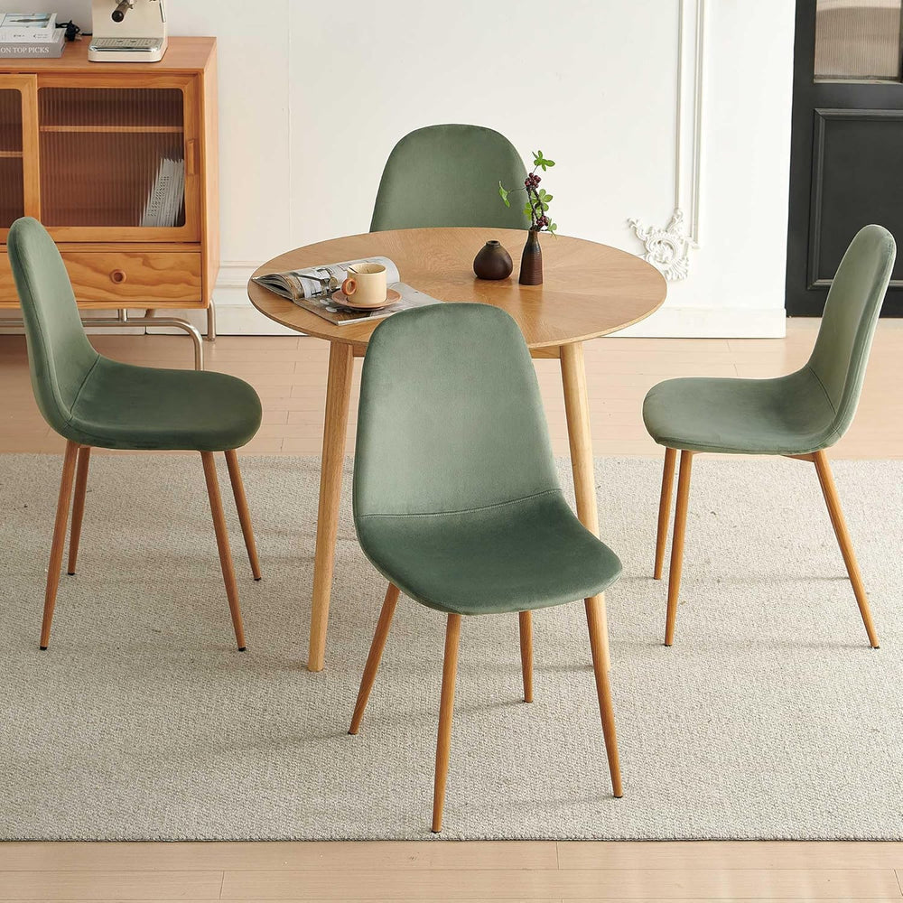Small Oak Round Dining Table Set for 4, Modern 35'' Kitchen Coffee Ta...