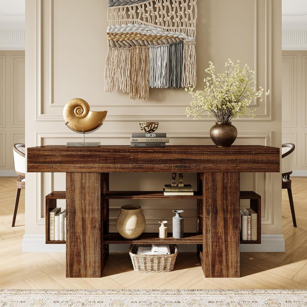 Einhomn 63 Inches Entryway Table, Wooden Console Table with Storage, Narrow S...
