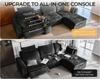 Oversized Modular Sectional Sofa with Power Recliner, Plush Cloud Couch with Headrest, Convertible Deep L-Shaped 6 Seater with Corner and Storage Ottoman, Chenille, Black