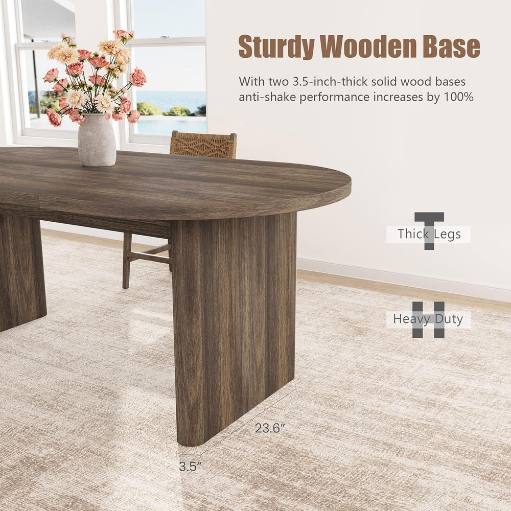 IDEALHOUSE 70.8" Oval Dining Table for 4-8, Wood Kitchen Table with Doub...