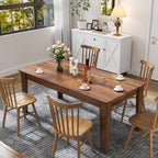 5 Piece Extendable Dining Table Set for 4-8 Person, Wooden Dining Room Table with 4 Chairs for Gatherings, Meeting for Small Kitchens, Dining Office Areas(Beige/Brown)