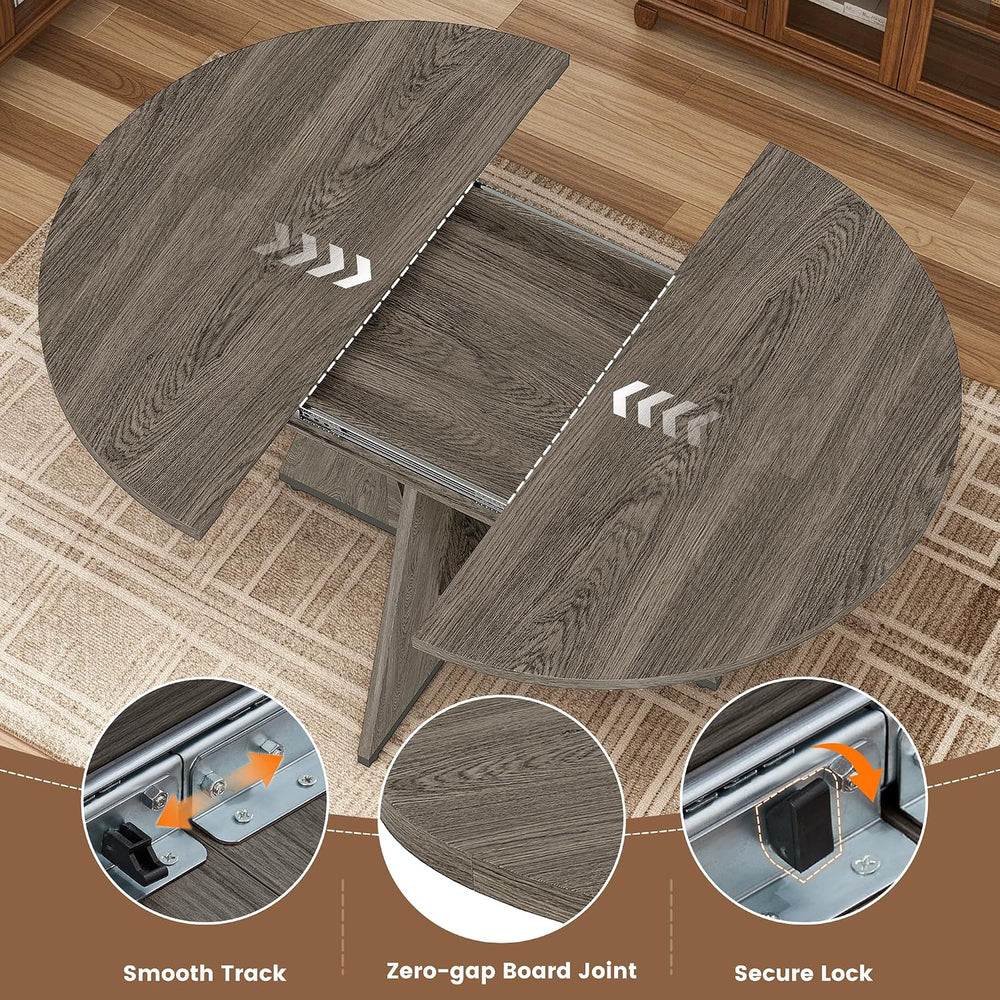 Miereirl Extendable Dining Table Set for 4-6, 47.24"-63" Round to O...