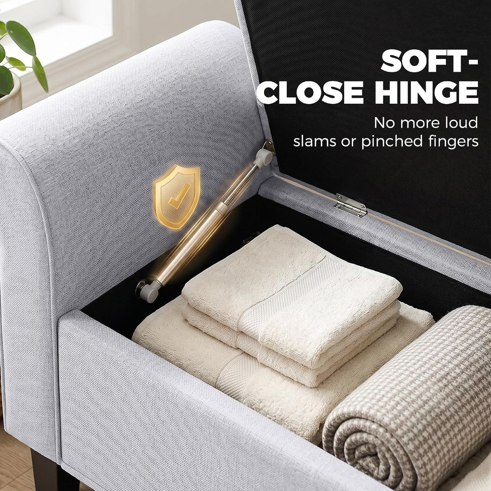 HOMCOM 47" Storage Ottoman Bench, Tufted Long Ottoman with Storage Chest...