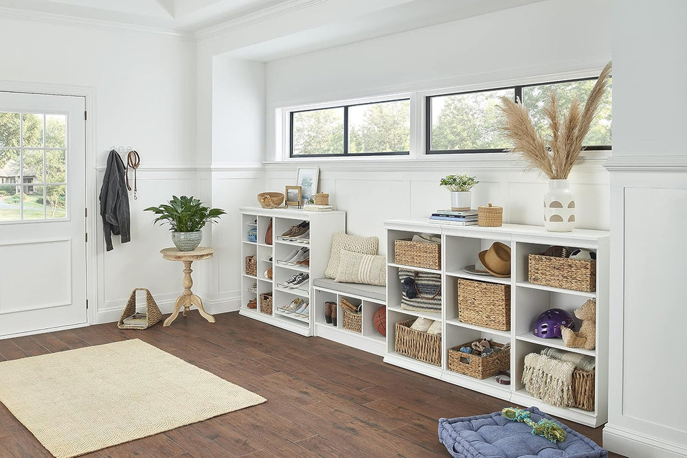 ClosetMaid 1631 Cubeicals 3-Cube Storage Bench, White with Gray Cushion