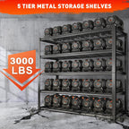 REIBII 48.2''W Garage Shelving Heavy Duty Metal Shelving 3000LBS Storage Shelves Adjustable Metal Shelves 5 Tier Garage Shelf for Basement Pantry Warehouse Supermarket 48.2" W x 24.2" D x 72.2" H