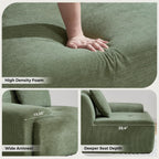 122" U Shaped Boneless Modular Sectional Sofa, Oversized 5-Seater Full Sponge Cloud Couch with Movable Ottoman, Corduroy Upholstery Couches for Living Room, No Assembly, Green