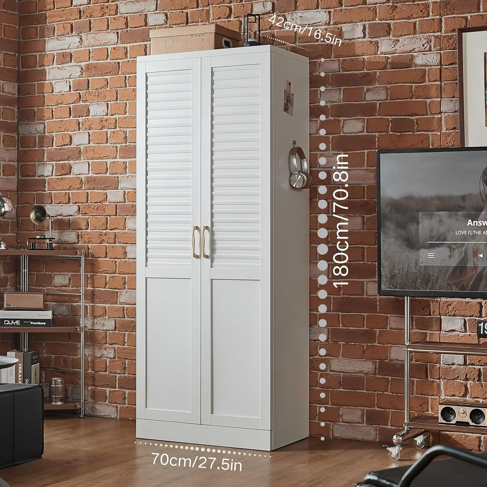 Modern Metal Pantry Cabinet with 4 Adjustable Shelves, Freestanding Steel Sto...