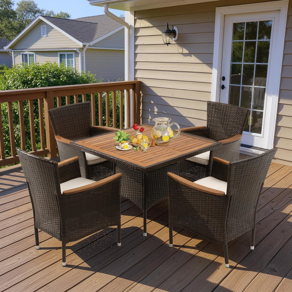 Wisteria Lane Patio Outdoor Table and Chairs Set, Rattan Outdoor Patio Furnit...