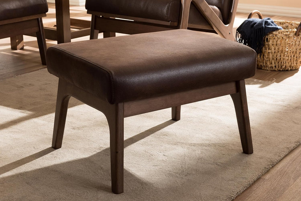 Baxton Studio Birk Mid-Century Modern Walnut Wood Dark Brown Distressed Faux ...