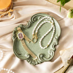 Jewelry Tray, Ceramic Jewelry Dish, Ring Dish, Trinket Tray, Rinket Dish, Ring Holder Dish, Key Bowl, Bathroom Vanity Tray, Retro, Vintage, Friendship Gifts, Anniversary Secret Santa, Deep Green