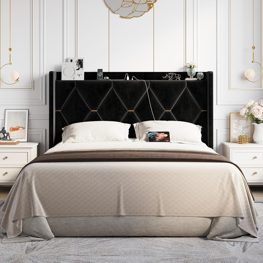 Allewie Queen Bed Frame with Storage Headboard & Smart Charging Station