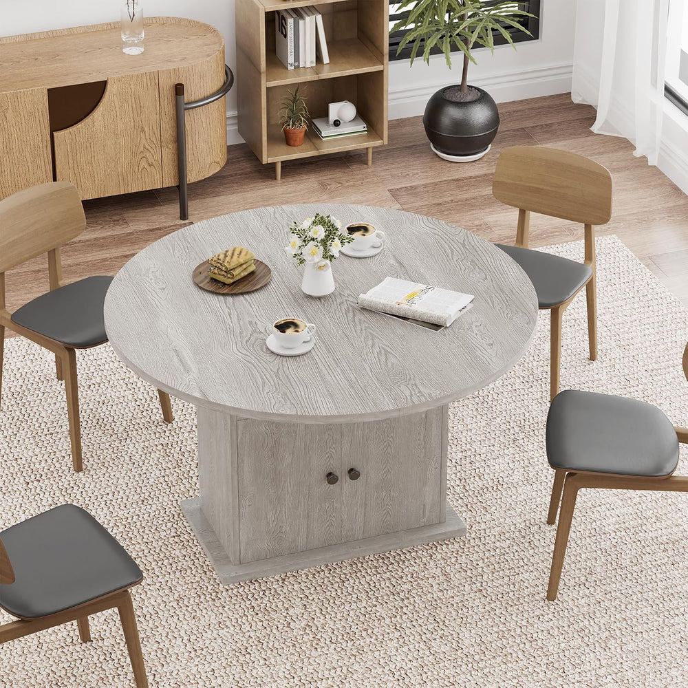 43.3in-59in Extendable Round Dining Table for 4-8, Modern Expandable Kitchen ...