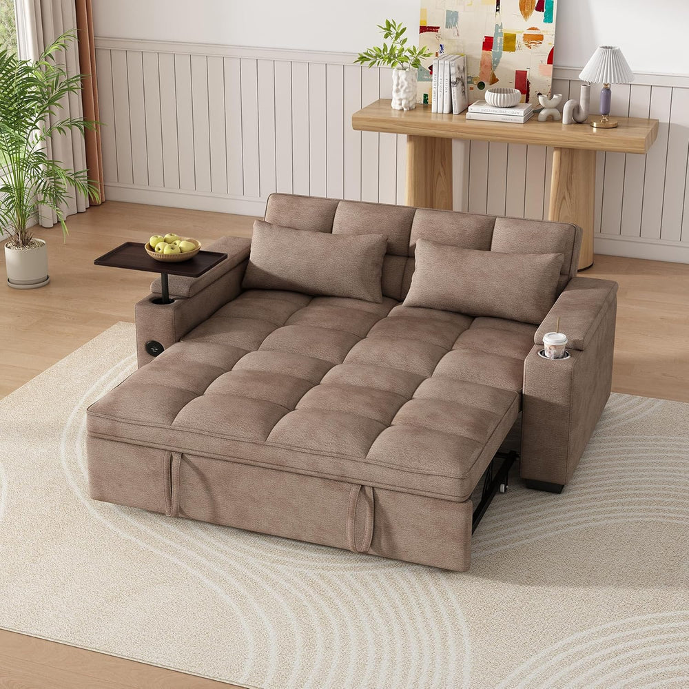 KEIKI 65" 3-in-1 Pull-Out Sofa Bed, Compact Convertible Sleeper Couch wi...