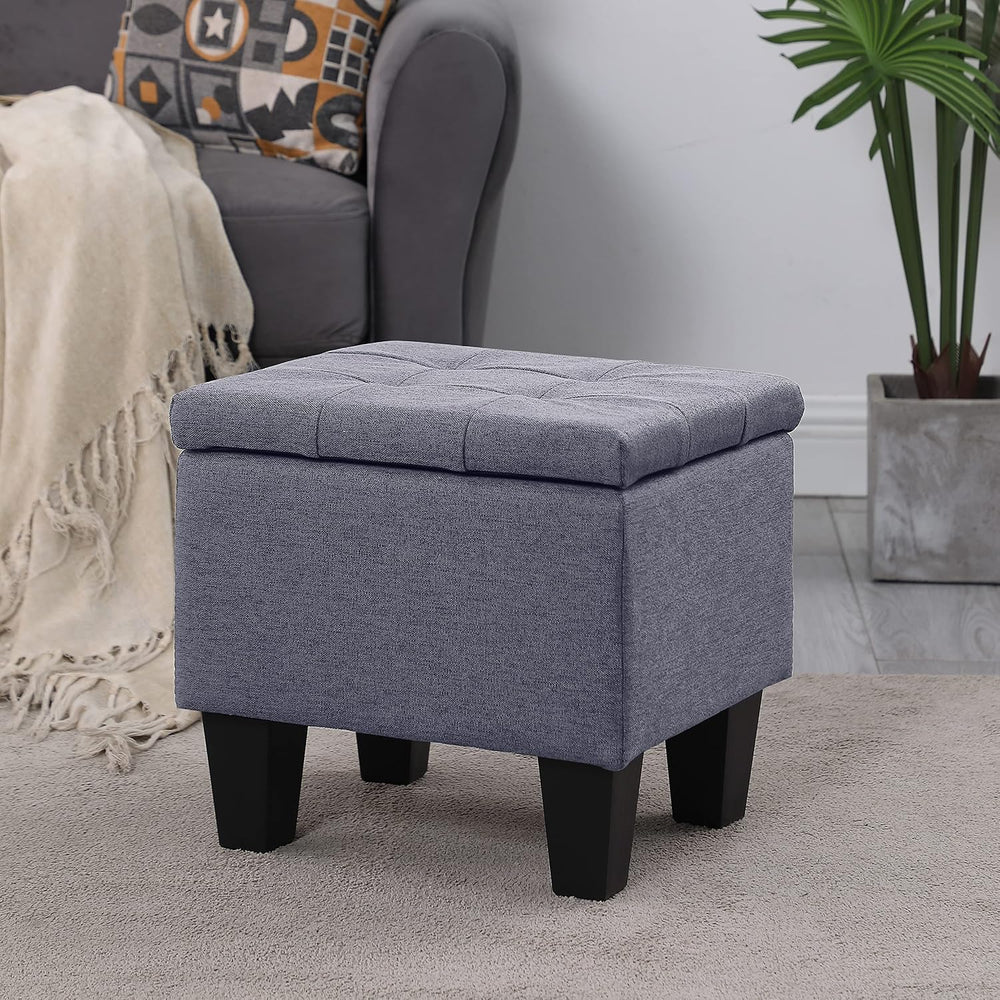 38'' Hinged Storage Ottoman w/Small Foot Stools, Set of 3, Grey