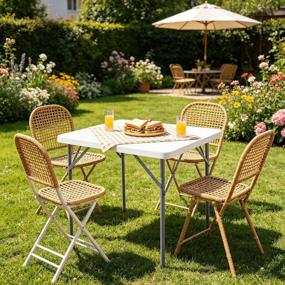 BOOSDEN 32 Inch Square Folding Table, Lightweight Card Table for Indoor Outdo...