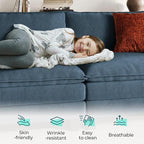 LINSY HOME Cloud Sofa Accent Chair with Ottoman Chaise Lounge Chair Indoor, Corduroy Couch Sofa Chair for Living Room Apartment Bedroom Office, Blue