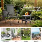 Yaheetech Patio Folding Dining Chairs Set of 2, Stackable Outdoor Lawn Chairs with 8 Adjustable Back Positions and Armrest for Garden, Lawn, Yard and Beach, Dark Gray