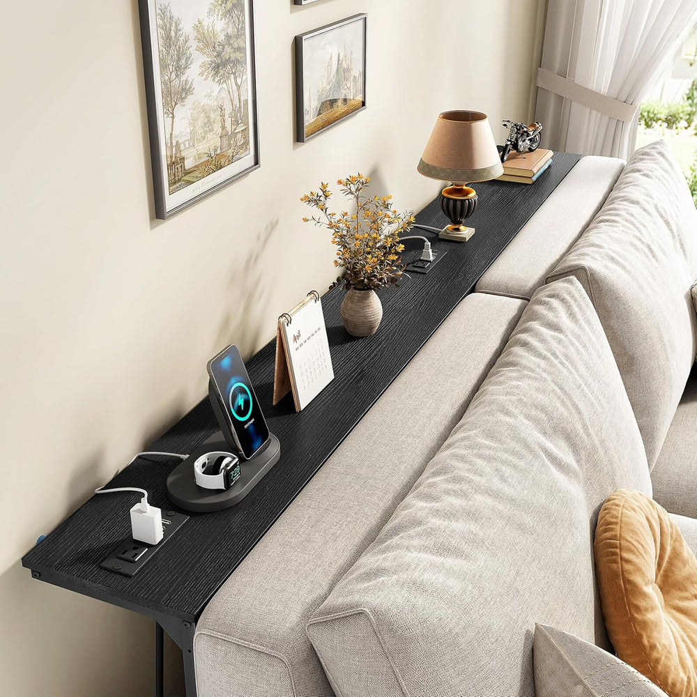Kitstorack 2-Pack Black Console Table, 7.9" Deep Panel, Adjustable Heigh...