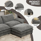 Homall 232" Modular Sectional Sofa, Oversized Sofa Couch with Reversible Ottoman, DIY Combination Chenille Deep 6-Seat Cloud Couch for Living Room, Apartment (Light Grey, Oversized Sofa)