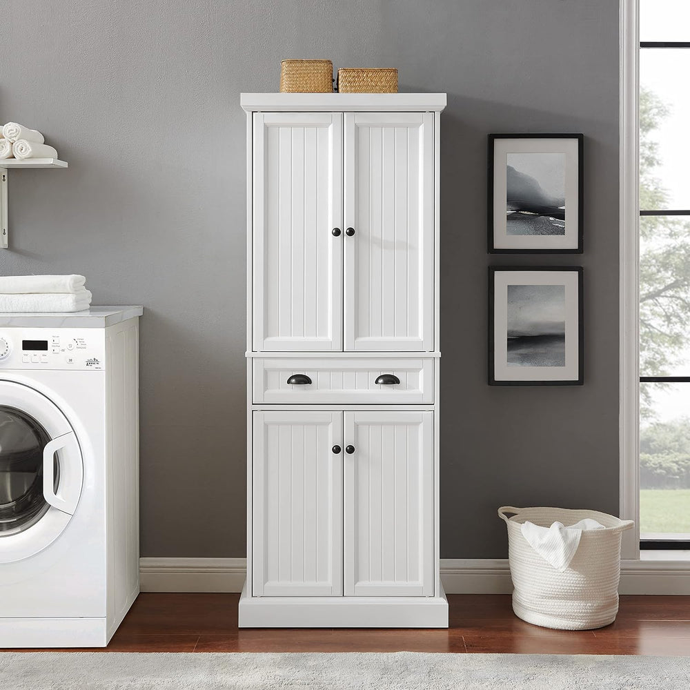 Crosley Furniture Shoreline Coastal Pantry Storage Cabinet with Shelves, Kitc...