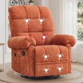 Korser 360° Swivel Rocker Recliner Chair, Rocking Chair Nursery with Massage and Heat, Small Recliners for Small Space, Manual Reclining Chair with Cozy Chenille Fabric, Side Pockets for Living Room