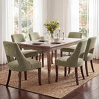 UVV Wooden Dining Chairs Set of 4, Mid Century Modern Chenille Upholstered Dining Room Chair Kitchen Chairs, Farmhouse Dinner Chair with Solid Wood Legs for Kitchen Dining Room, Green