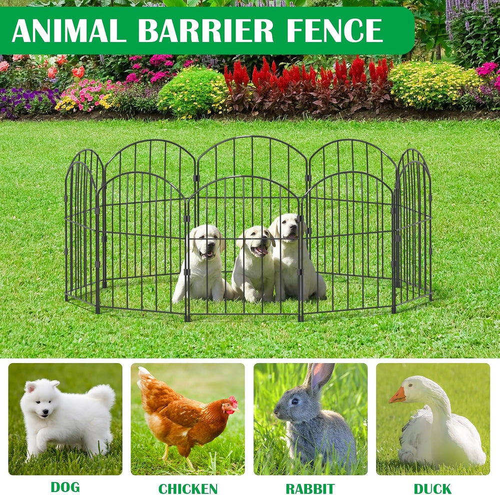 VANCASTLE Decorative Garden Fence 25 Panels, Total 26ft (L) x 24in (H) Rustpr...