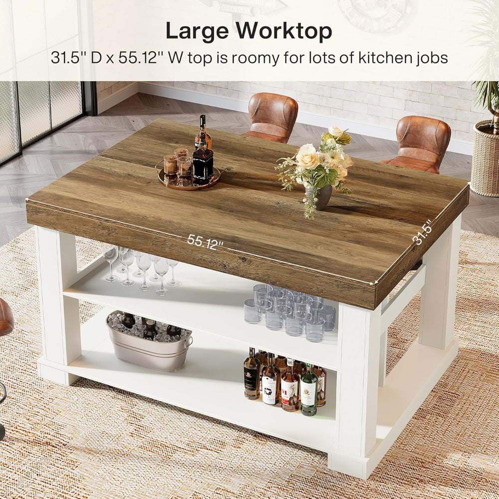 Tribesigns 55" Kitchen Island with Seating and Storage, 3-Tier, Modern |...