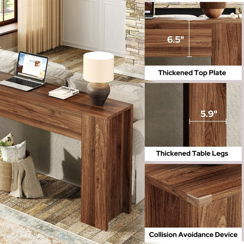 UNIQUITE 63-Inch Long Console Table with RGB LED Lights, Extra Wide and Thick...