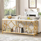 Tribesigns 71 Inch Extra Long Sofa Table, Narrow Long Sofa Console Tables Behind Couch Table with Open Storage Shelf