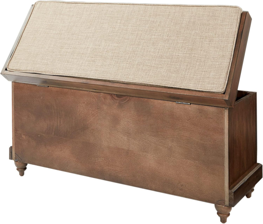 OSP Home Furnishings Dover Coastal Lift-Top Storage Bench with Shutter Face S...