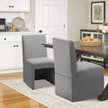 Grey Upholstered Dining Chairs Set of 2, Kitchen & Dining Room Chairs, Mid Century Modern Chairs, Linen Dining Chairs with Wooden Frame, Fabric