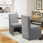 Grey Upholstered Dining Chairs Set of 2, Kitchen & Dining Room Chairs, Mid Century Modern Chairs, Linen Dining Chairs with Wooden Frame, Fabric