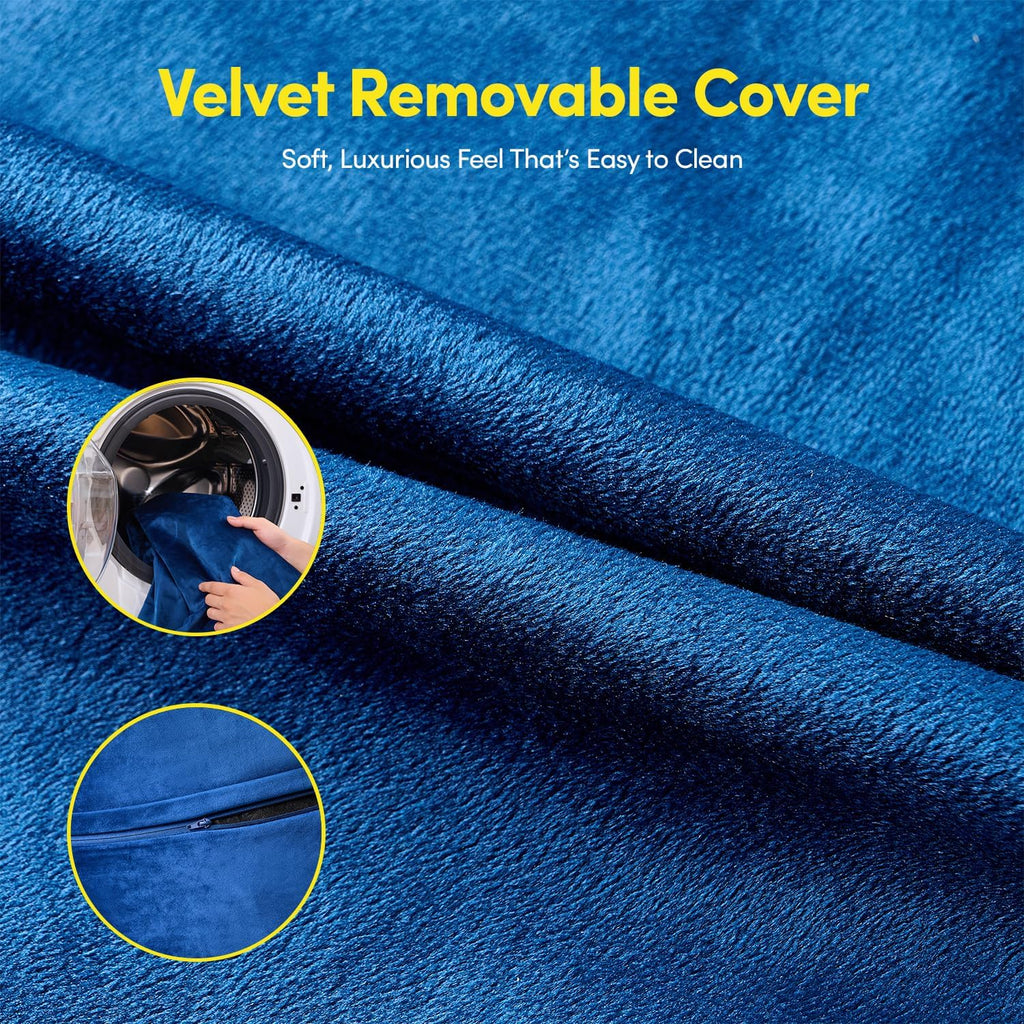 Bean Bag Chair 3ft Memory Foam Sack with Removable Velvet Cover, Ultra Soft Fabric, High Rebound Foam Filling, Portable Lazy Sofa for Adults & Teens, Navy Blue