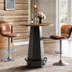 Tribesigns Round Bar Pub Table High Top, 39.4" H Bistro Cocktail Table with Metal Footrest for Drinking & Gathering, Industrial Home Bar Unit, Small Spaces, Brown & Black