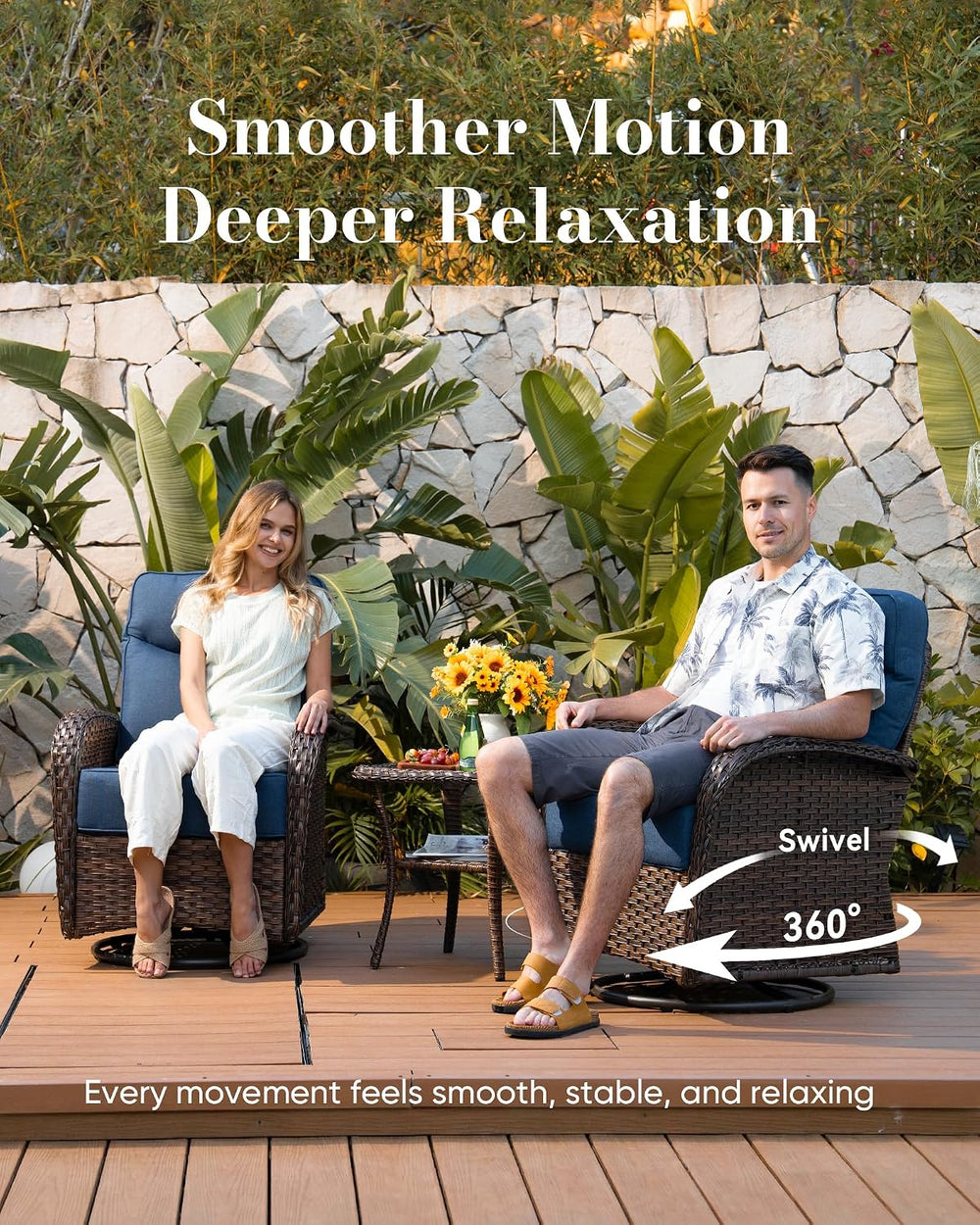 Belord Upgraded 6“ Cushion Luxury 6 Piece Patio Furniture Set - Wicker Couch ...